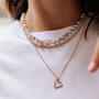 Edelstein Kette Mix 750 Roségold mit Akoya Perlen, London Blue Topas, Peridot & Apatit