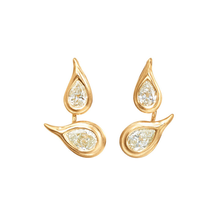 Ocean Drops Solitaire Ohrring Einhänger 750 Gelbgold mit Brillanten