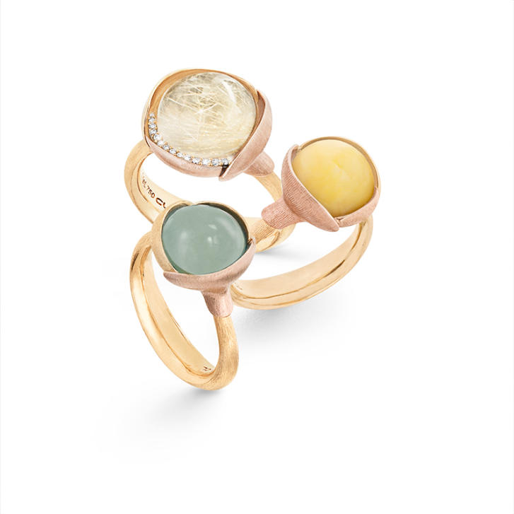 Lotus Ring No.2 750 Gelb- und Roségold mit Aquamarin