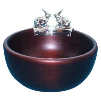 Edelholzschale mit 925 Silber Hasen