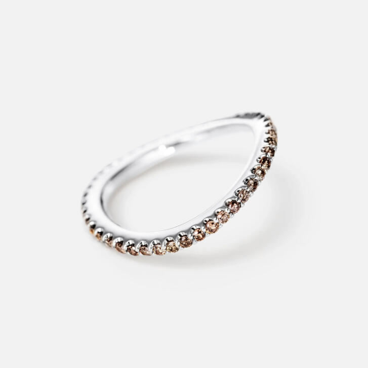 Love Band Ring gebogen 750 Weißgold mit Brillanten chocolate brown