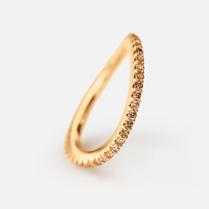 Love Band Ring gebogen 750 Gelbgold mit Brillanten chocolate brown