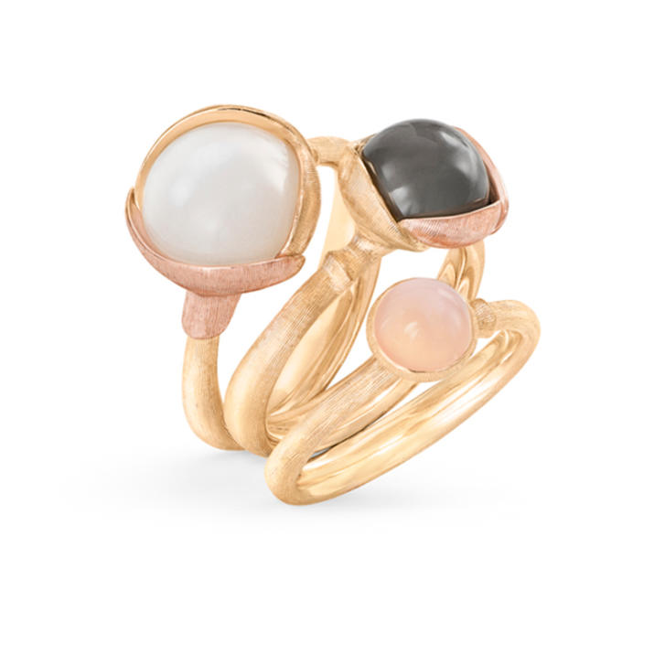 Lotus Ring No.2 750 Gelb- und Roségold mit weißem Mondstein