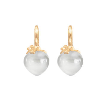 Dew Drop Ohrringe Filigree 750 Gelbgold mit weißem...