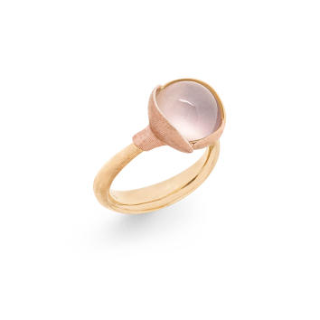 Lotus Ring No.2 750 Gelb- und Roségold mit Rosenquarz