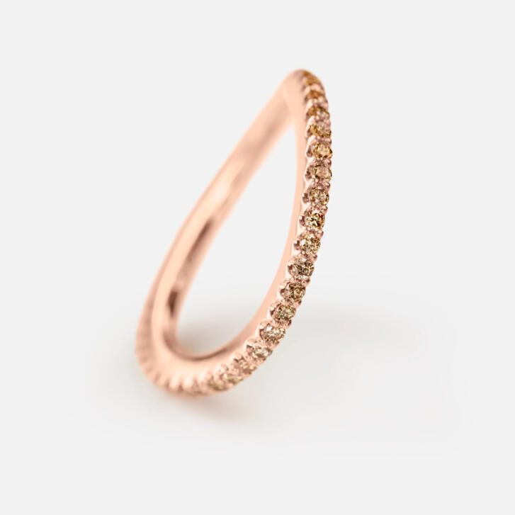 Love Band Ring gebogen 750 Roségold mit Brillanten chocolate brown